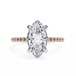 Load image into Gallery viewer, Marquise Cut Moissanite Engagement Ring, Hidden Halo Moissanite Ring, 18K Yellow Gold Pavé Band