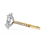 Load image into Gallery viewer, Marquise Cut Moissanite Engagement Ring, Hidden Halo Moissanite Ring, 18K Yellow Gold Pavé Band