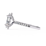 Load image into Gallery viewer, Marquise Cut Moissanite Engagement Ring, Hidden Halo Moissanite Ring, 18K Yellow Gold Pavé Band