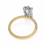 Load image into Gallery viewer, Marquise Cut Moissanite Engagement Ring, Hidden Halo Moissanite Ring, 18K Yellow Gold Pavé Band