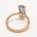 Load image into Gallery viewer, Marquise Cut Moissanite Engagement Ring, Hidden Halo Moissanite Ring, 18K Yellow Gold Pavé Band