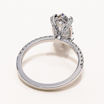 Load image into Gallery viewer, Marquise Cut Moissanite Engagement Ring, Hidden Halo Moissanite Ring, 18K Yellow Gold Pavé Band