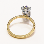 Load image into Gallery viewer, Marquise Cut Moissanite Engagement Ring, Hidden Halo Moissanite Ring, 18K Yellow Gold Pavé Band