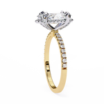 Load image into Gallery viewer, Marquise Cut Moissanite Engagement Ring, Hidden Halo Moissanite Ring, 18K Yellow Gold Pavé Band