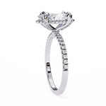 Load image into Gallery viewer, Marquise Cut Moissanite Engagement Ring, Hidden Halo Moissanite Ring, 18K Yellow Gold Pavé Band