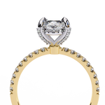 Load image into Gallery viewer, Marquise Cut Moissanite Engagement Ring, Hidden Halo Moissanite Ring, 18K Yellow Gold Pavé Band