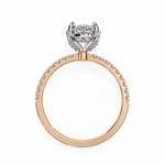 Load image into Gallery viewer, Marquise Cut Moissanite Engagement Ring, Hidden Halo Moissanite Ring, 18K Yellow Gold Pavé Band