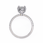 Load image into Gallery viewer, Marquise Cut Moissanite Engagement Ring, Hidden Halo Moissanite Ring, 18K Yellow Gold Pavé Band