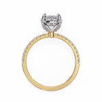 Load image into Gallery viewer, Marquise Cut Moissanite Engagement Ring, Hidden Halo Moissanite Ring, 18K Yellow Gold Pavé Band