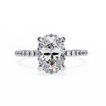 Load image into Gallery viewer, Oval Cut Lab Grown Diamond Engagement Ring, Hidden Halo Diamond Ring, 18K Rose Gold Pavé Band, Oval Solitaire Ring, Minimalist Luxury Bridal Ring