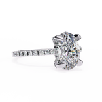 Load image into Gallery viewer, Oval Cut Lab Grown Diamond Engagement Ring, Hidden Halo Diamond Ring, 18K Rose Gold Pavé Band, Oval Solitaire Ring, Minimalist Luxury Bridal Ring