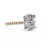 Load image into Gallery viewer, Oval Cut Lab Grown Diamond Engagement Ring, Hidden Halo Diamond Ring, 18K Rose Gold Pavé Band, Oval Solitaire Ring, Minimalist Luxury Bridal Ring