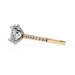 Load image into Gallery viewer, Oval Cut Lab Grown Diamond Engagement Ring, Hidden Halo Diamond Ring, 18K Rose Gold Pavé Band, Oval Solitaire Ring, Minimalist Luxury Bridal Ring