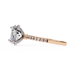 Load image into Gallery viewer, Oval Cut Lab Grown Diamond Engagement Ring, Hidden Halo Diamond Ring, 18K Rose Gold Pavé Band, Oval Solitaire Ring, Minimalist Luxury Bridal Ring