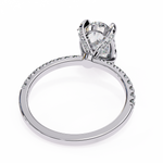 Load image into Gallery viewer, Oval Cut Lab Grown Diamond Engagement Ring, Hidden Halo Diamond Ring, 18K Rose Gold Pavé Band, Oval Solitaire Ring, Minimalist Luxury Bridal Ring