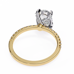 Load image into Gallery viewer, Oval Cut Lab Grown Diamond Engagement Ring, Hidden Halo Diamond Ring, 18K Rose Gold Pavé Band, Oval Solitaire Ring, Minimalist Luxury Bridal Ring