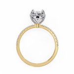Load image into Gallery viewer, Oval Cut Lab Grown Diamond Engagement Ring, Hidden Halo Diamond Ring, 18K Rose Gold Pavé Band, Oval Solitaire Ring, Minimalist Luxury Bridal Ring