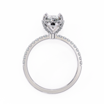 Load image into Gallery viewer, Oval Cut Lab Grown Diamond Engagement Ring, Hidden Halo Diamond Ring, 18K Rose Gold Pavé Band, Oval Solitaire Ring, Minimalist Luxury Bridal Ring