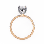 Load image into Gallery viewer, Oval Cut Lab Grown Diamond Engagement Ring, Hidden Halo Diamond Ring, 18K Rose Gold Pavé Band, Oval Solitaire Ring, Minimalist Luxury Bridal Ring