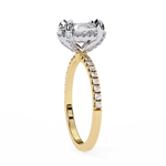 Load image into Gallery viewer, Oval Cut Lab Grown Diamond Engagement Ring, Hidden Halo Diamond Ring, 18K Rose Gold Pavé Band, Oval Solitaire Ring, Minimalist Luxury Bridal Ring