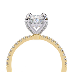 Load image into Gallery viewer, Oval Cut Lab Grown Diamond Engagement Ring, Hidden Halo Diamond Ring, 18K Rose Gold Pavé Band, Oval Solitaire Ring, Minimalist Luxury Bridal Ring