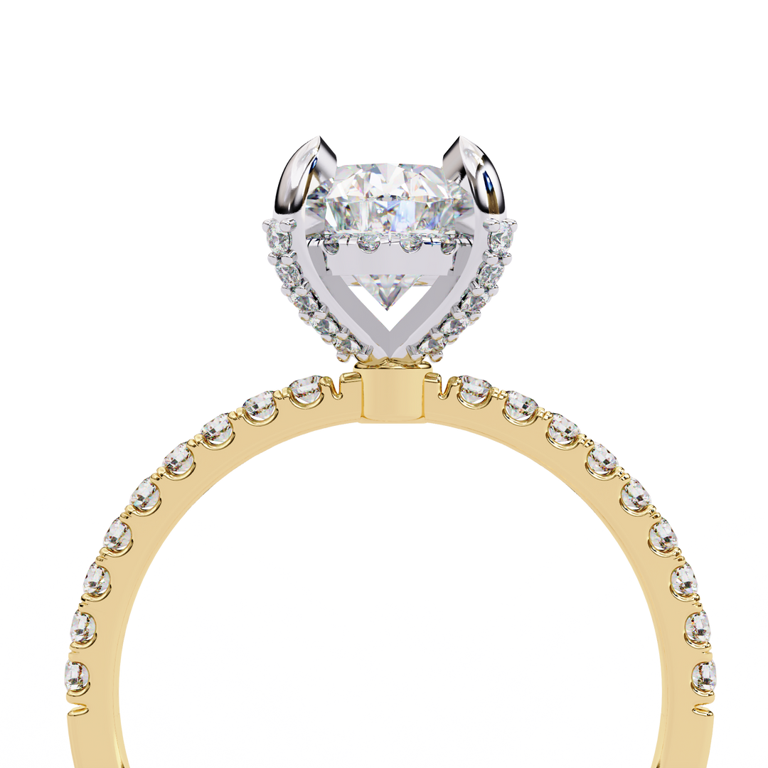 Oval Cut Lab Grown Diamond Engagement Ring, Hidden Halo Diamond Ring, 18K Rose Gold Pavé Band, Oval Solitaire Ring, Minimalist Luxury Bridal Ring