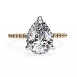 Load image into Gallery viewer, Pear Cut Lab Grown Diamond Engagement Ring, Hidden Halo Diamond Ring, 18K Yellow Gold Pavé Band, Teardrop Solitaire Ring, Luxury Bridal Ring