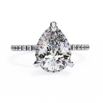 Load image into Gallery viewer, Pear Cut Lab Grown Diamond Engagement Ring, Hidden Halo Diamond Ring, 18K Yellow Gold Pavé Band, Teardrop Solitaire Ring, Luxury Bridal Ring