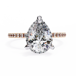 Load image into Gallery viewer, Pear Cut Lab Grown Diamond Engagement Ring, Hidden Halo Diamond Ring, 18K Yellow Gold Pavé Band, Teardrop Solitaire Ring, Luxury Bridal Ring