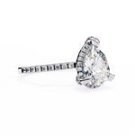 Load image into Gallery viewer, Pear Cut Lab Grown Diamond Engagement Ring, Hidden Halo Diamond Ring, 18K Yellow Gold Pavé Band, Teardrop Solitaire Ring, Luxury Bridal Ring