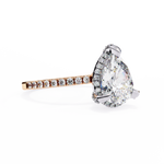 Load image into Gallery viewer, Pear Cut Lab Grown Diamond Engagement Ring, Hidden Halo Diamond Ring, 18K Yellow Gold Pavé Band, Teardrop Solitaire Ring, Luxury Bridal Ring