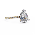 Load image into Gallery viewer, Pear Cut Lab Grown Diamond Engagement Ring, Hidden Halo Diamond Ring, 18K Yellow Gold Pavé Band, Teardrop Solitaire Ring, Luxury Bridal Ring