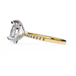 Load image into Gallery viewer, Pear Cut Lab Grown Diamond Engagement Ring, Hidden Halo Diamond Ring, 18K Yellow Gold Pavé Band, Teardrop Solitaire Ring, Luxury Bridal Ring