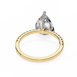 Load image into Gallery viewer, Pear Cut Lab Grown Diamond Engagement Ring, Hidden Halo Diamond Ring, 18K Yellow Gold Pavé Band, Teardrop Solitaire Ring, Luxury Bridal Ring