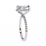 Load image into Gallery viewer, Pear Cut Lab Grown Diamond Engagement Ring, Hidden Halo Diamond Ring, 18K Yellow Gold Pavé Band, Teardrop Solitaire Ring, Luxury Bridal Ring
