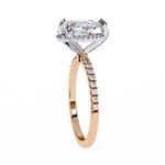 Load image into Gallery viewer, Pear Cut Lab Grown Diamond Engagement Ring, Hidden Halo Diamond Ring, 18K Yellow Gold Pavé Band, Teardrop Solitaire Ring, Luxury Bridal Ring