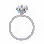 Load image into Gallery viewer, Pear Cut Lab Grown Diamond Engagement Ring, Hidden Halo Diamond Ring, 18K Yellow Gold Pavé Band, Teardrop Solitaire Ring, Luxury Bridal Ring