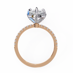 Load image into Gallery viewer, Pear Cut Lab Grown Diamond Engagement Ring, Hidden Halo Diamond Ring, 18K Yellow Gold Pavé Band, Teardrop Solitaire Ring, Luxury Bridal Ring