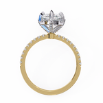 Load image into Gallery viewer, Pear Cut Lab Grown Diamond Engagement Ring, Hidden Halo Diamond Ring, 18K Yellow Gold Pavé Band, Teardrop Solitaire Ring, Luxury Bridal Ring