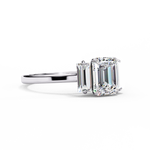 Load image into Gallery viewer, Emerald Cut Lab Grown Diamond Engagement Ring | Baguette Side Stones
