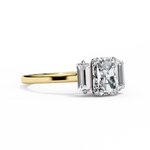 Load image into Gallery viewer, Radiant Cut Moissanite Engagement Ring with Baguette Side Stones
