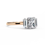 Load image into Gallery viewer, Radiant Cut Moissanite Engagement Ring with Baguette Side Stones
