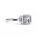 Load image into Gallery viewer, Radiant Cut Moissanite Engagement Ring with Baguette Side Stones
