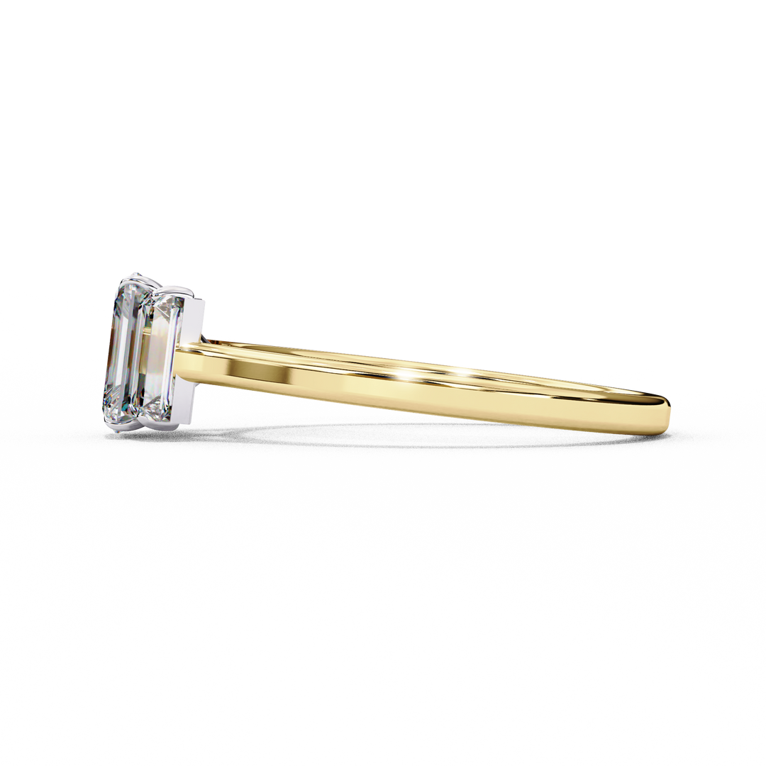 Emerald Cut Lab Grown Diamond Engagement Ring | Baguette Side Stones