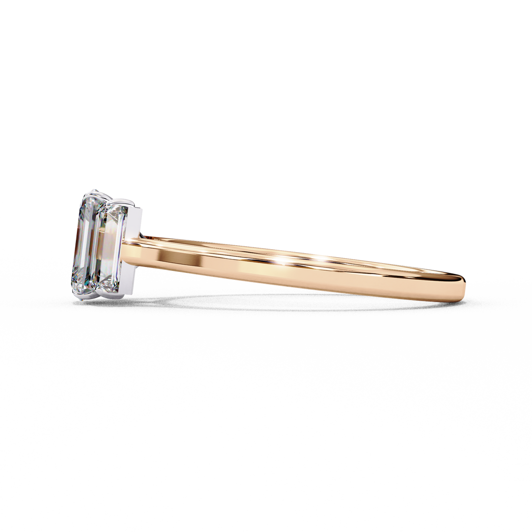 Emerald Cut Lab Grown Diamond Engagement Ring | Baguette Side Stones