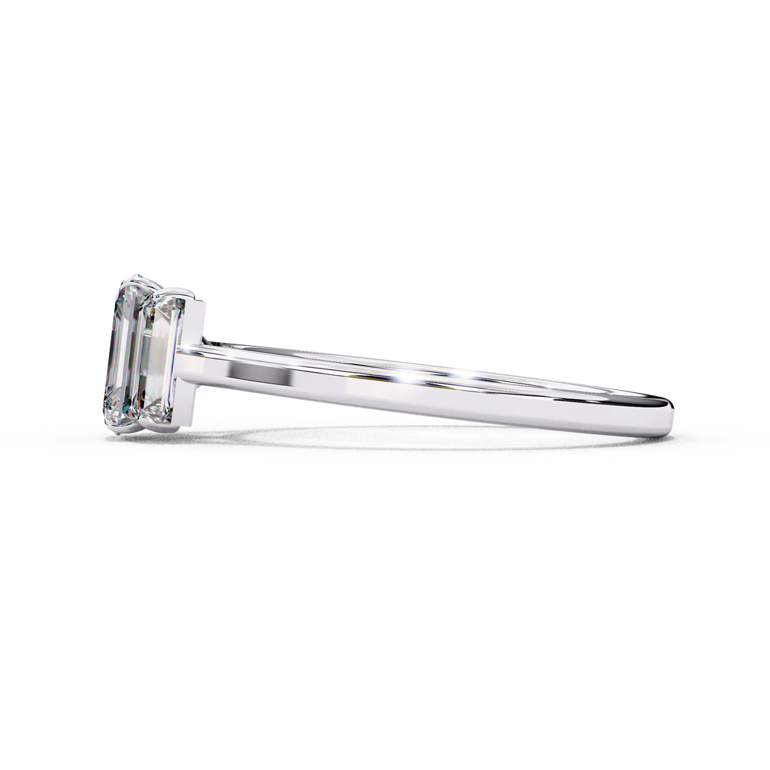 Emerald Cut Lab Grown Diamond Engagement Ring | Baguette Side Stones