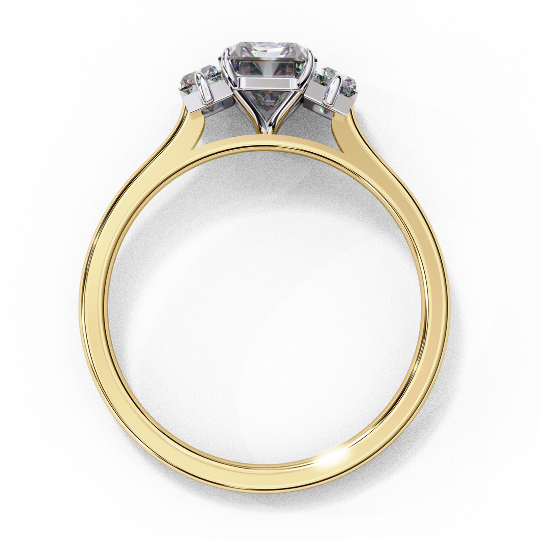 Radiant Cut Moissanite Engagement Ring with Baguette Side Stones