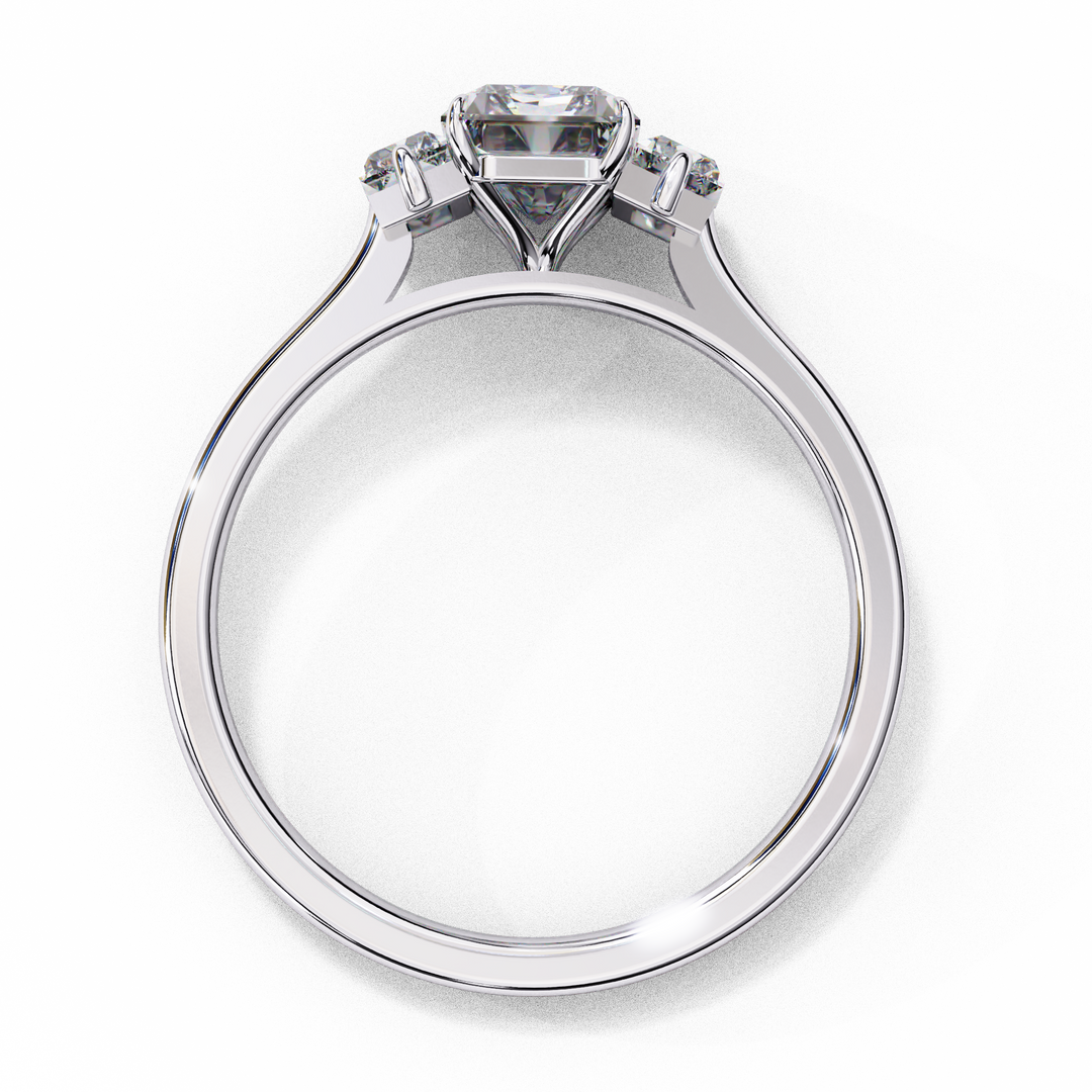 Radiant Cut Moissanite Engagement Ring with Baguette Side Stones