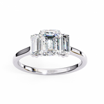 Load image into Gallery viewer, Emerald Cut Lab Grown Diamond Engagement Ring | Baguette Side Stones
