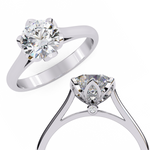 Load image into Gallery viewer, Round Cut Moissanite Engagement Ring | Six Prong Solitaire with Hidden Diamond Accents
